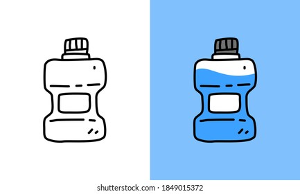 mouthwash bottle icon in hand drawn doodle style. Can use for website, graphic info etc