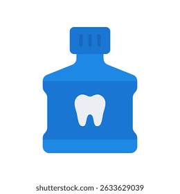 Mouthwash Bottle Vector for Daily Oral Hygiene Routine. Dental rinse icon, fresh breath illustration, antiseptic mouth cleaner concept