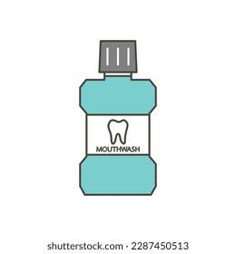 mouthwash for cleaning teeth - dental cartoon vector flat style cute character for design