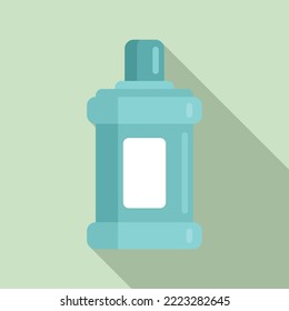 Vector plano de icono de enjuague con boquilla. Botella dental. Lávese dental