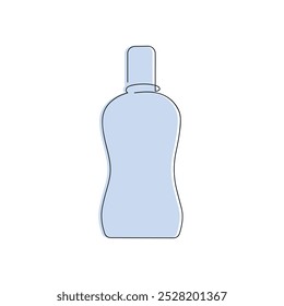 Mouthwash in one continuous line in color. One line drawing, minimalism. Vector illustration.