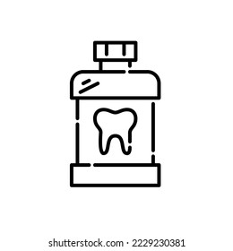 Mouthwash oral hygiene bathroom product. Pixel perfect, editable stroke line icon