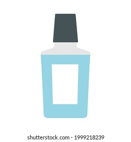 Mouthwash plastic bottle. Mint liquid for rinsing mouth. Oral dental hygiene. Isolated vector illustration