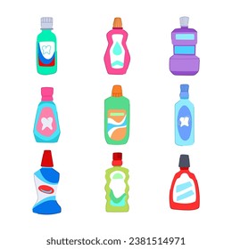 mouthwash set cartoon. liquid oral, care dental, hygiene fresh mouthwash sign. isolated symbol vector illustration