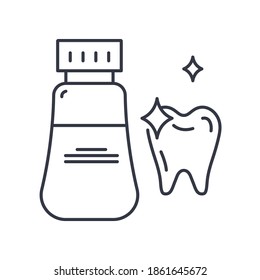 Mouthwash solution icon, linear isolated illustration, thin line vector, web design sign, outline concept symbol with editable stroke on white background.