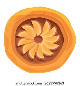 Mouthwatering apple pie, showcasing a beautiful star shaped arrangement of apple slices, perfect for bakery or food related projects