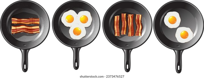 A mouthwatering breakfast of bacon and egg cooking on a pan