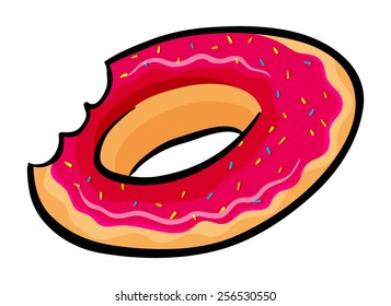 Mouthwatering donut with sprinkles on a white background