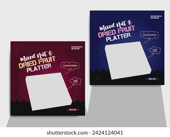 Mouth-watering social media food banner design template