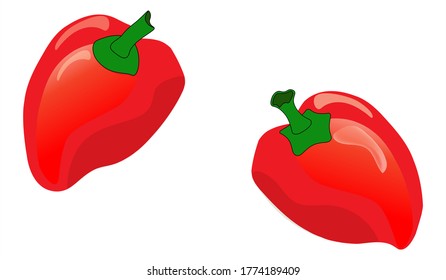 Mouth-watering sweet peppers,
Healthy vegetables.
2 bell peppers.
Vector isolated.