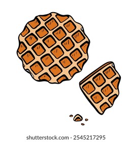 Una deliciosa y visualmente atractiva ilustración de deliciosos waffles crujientes. Vector 