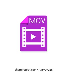 MOV file extension flat design icon, vector illustration isolated on white background