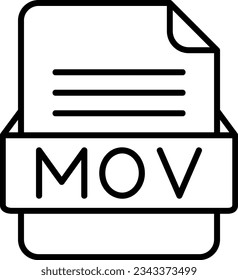 MOV file format icon in detail outline style