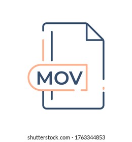 MOV File Format Icon. MOV extension line icon.