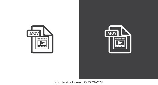 MOV file format icon. Format information, Document icon, MOV file document type simple black style symbol sign for apps and website, vector illustration