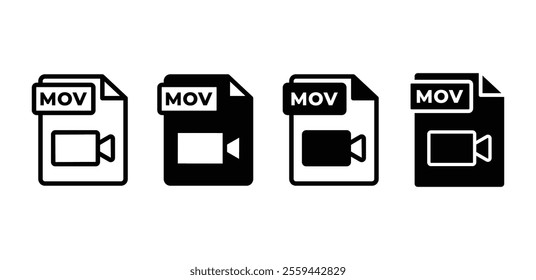 mov file format type document icon vector design black white color simple flat illustration collections isolated