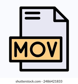MOV File Format Vector Icon, Lineal Color Isolated Vector Icon.
