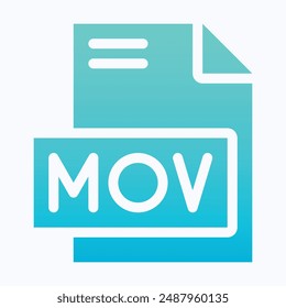 MOV File Format Vector Icon, Isolated Gradient Vector Icon.