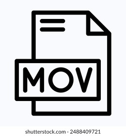 MOV File Format Vector Icon, Isolated Lineal Vector Icon.