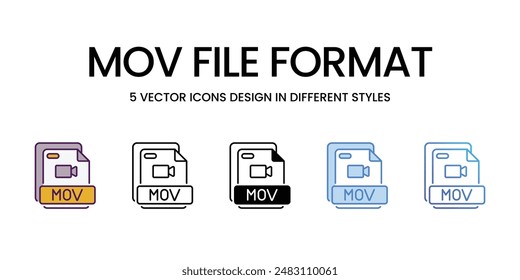 Mov File Format vector icons set stock illustration