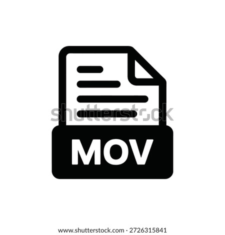 mov file icon with document and folded corner on a white background
