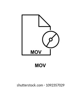mov file icon. Element of simple web icon with name for mobile concept and web apps. Thin line mov file icon can be used for web and mobile on white background
