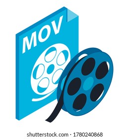 Mov file icon. Isometric illustration of mov file vector icon for web