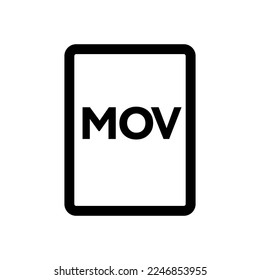 MOV file icon line isolated on white background. Black flat thin icon on modern outline style. Linear symbol and editable stroke. Simple and pixel perfect stroke vector illustration.