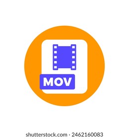 mov file video format icon, flat vector