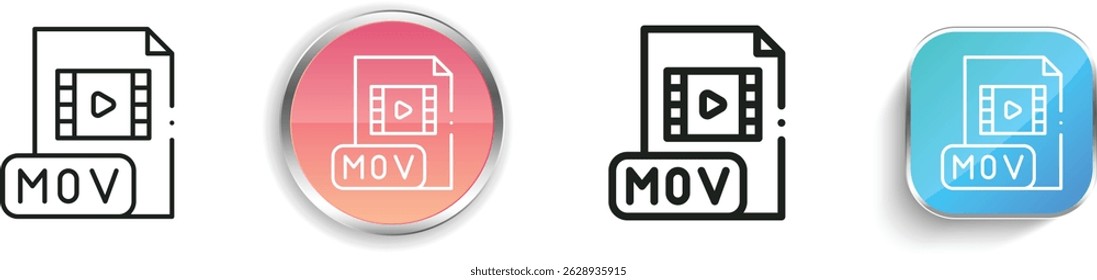 mov icon. Thin Linear, Regular and Button Style Design Isolated On White Background