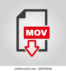 The MOV icon. Video file format symbol. Flat Vector illustration