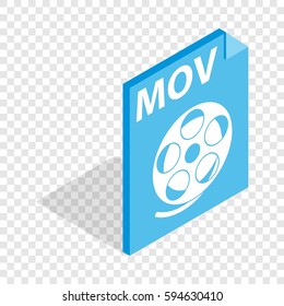 MOV video file extension isometric icon 3d on a transparent background vector illustration