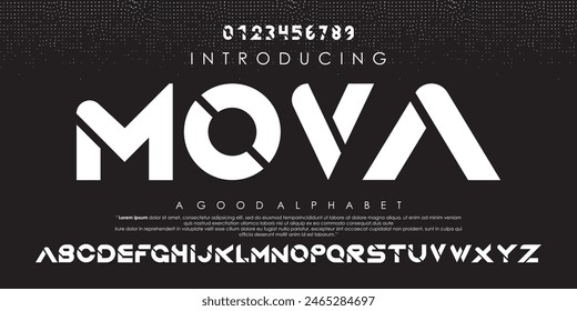 Mova Abstract digital modern alphabet fonts. Typography technology electronic dance music future creative font. vector illustration