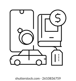 movable assets line icon vector. movable assets sign. isolated contour symbol black illustration