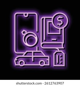movable assets neon light sign vector. movable assets illustration