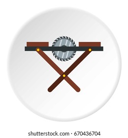 Movable circular saw icon in flat circle isolated vector illustration for web