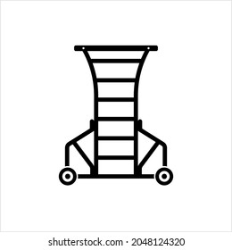 Movable Ladder Icon, Portable Ladder With Wheel And Locking System Vector Art Illustration
