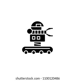 Movable robot black icon concept. Movable robot flat  vector symbol, sign, illustration.