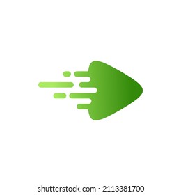 Ilustración del material vectorial del logotipo de flecha de movimiento, icono rápido, triángulo, botón de reproducción, logotipo de música, icono de vídeo