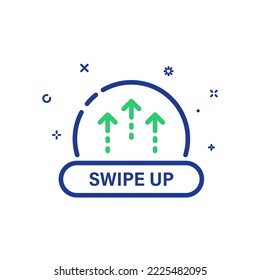 Move Arrow Next Button in Internet Social App Line Icon. Swipe Up Linear Pictogram. Drag Element Scroll Continue in Mobile Application Outline Symbol. Editable Stroke. Isolated Vector Illustration.