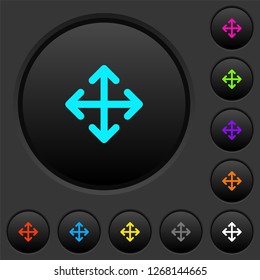 Move arrows dark push buttons with vivid color icons on dark grey background