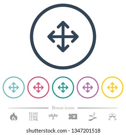 Move arrows flat color icons in round outlines. 6 bonus icons included.