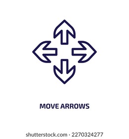 move arrows icon from user interface collection. Thin linear move arrows, arrow, move outline icon isolated on white background. Line vector move arrows sign, symbol for web and mobile