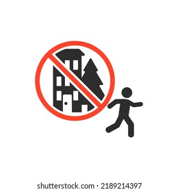 Move away from tall buildings or trees icon. Vector illustration