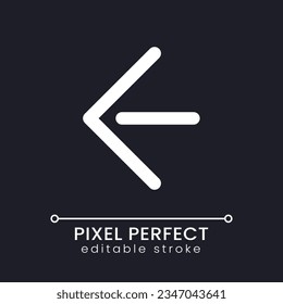 Move back pixel perfect white linear ui icon for dark theme. Website, application navigation. Vector line pictogram. Isolated user interface symbol for night mode. Editable stroke. Poppins font used