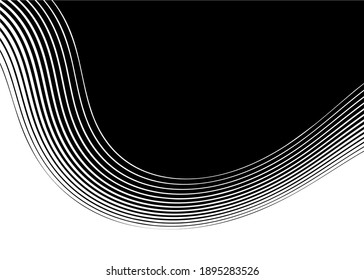 Pasar de negro a blanco con líneas curvas. Fondo vectorial moderno para afiches, decoración, tarjetas de visita, impresión, diseño web.