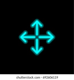 Move blue glowing neon ui ux icon. Glowing sign logo vector