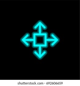 Move blue glowing neon ui ux icon. Glowing sign logo vector