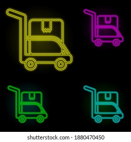 Move box neon color set icon. Simple thin line, outline vector of global logistics icons for ui and ux, website or mobile application