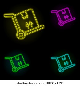 Move box neon color set icon. Simple thin line, outline vector of global logistics icons for ui and ux, website or mobile application